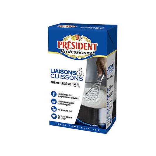 Crème légère Président Professionnel – Liaisons & Cuissons 18 % – 1 L